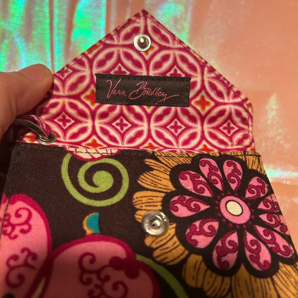 EUC Vera Bradley Small Floral Wristlet Pouch & Bag Charm - Picture 6 of 8